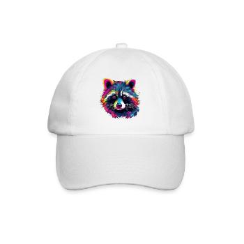 Raccoon Colorful Neon Raccoon Natural - Baseball Cap - white/white - Front