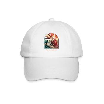 Time for Exploration: Vintage Steam Locomotive - Baseball Cap - white/white - Front