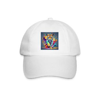 colorful lion - Baseball Cap - white/white - Front