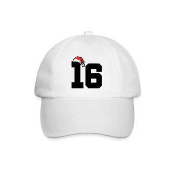 16 Zahl Weihnachten - Baseballkappe - Weiß/Weiß - Vorne