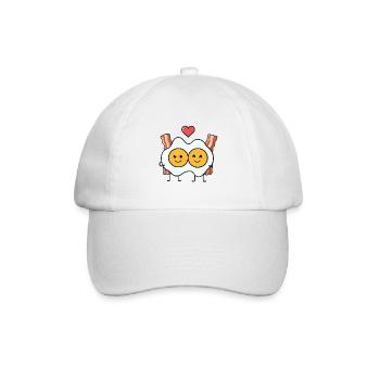 Oeufs au plat amoureux du bacon - couple avec cœur - Casquette classique - blanc/blanc - Devant