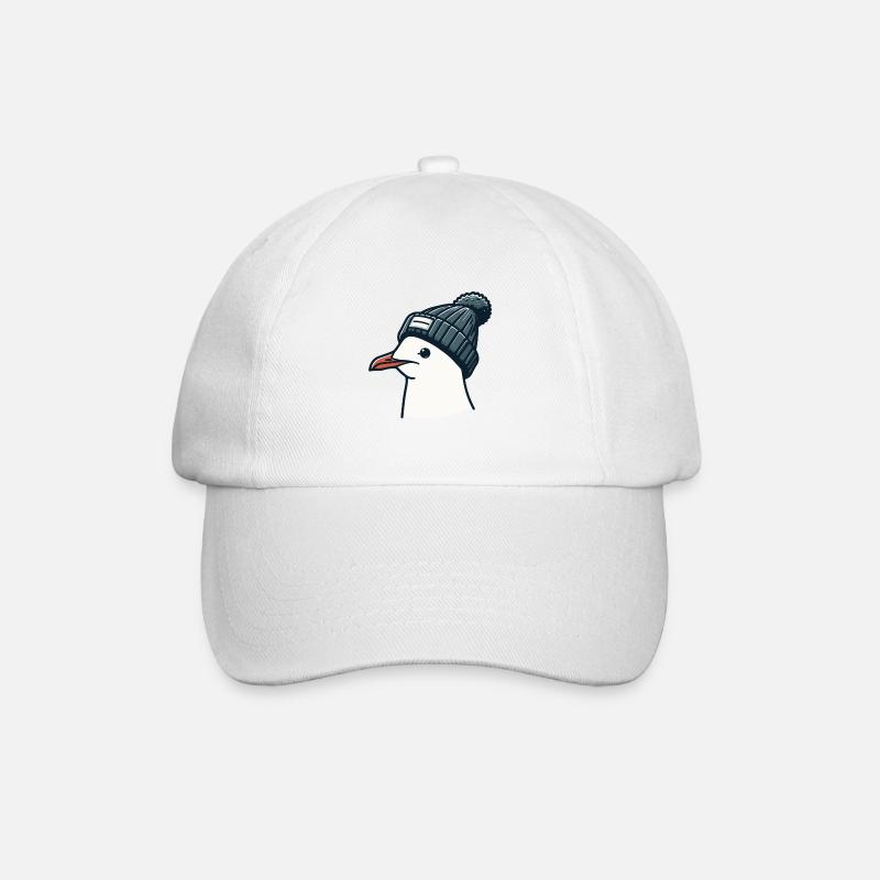 Moin Möwe mit Beanie Mütze - T-Shirt - Baseballkappe - Weiß/Weiß