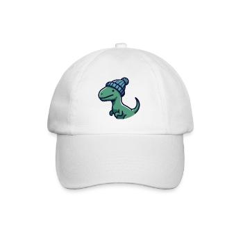 Baby T Rex Dino Dinosaurier Beanie Mütze Sticker - Baseballkappe - Weiß/Weiß - Vorne