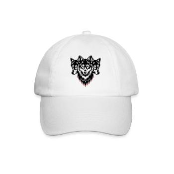 Wolf Kopf Rudel - Baseballkappe - Weiß/Weiß - Vorne