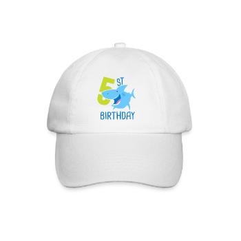 5. Geburtstag Junge 5 Jahre alter Hai - Baseballkappe - Weiß/Weiß - Vorne