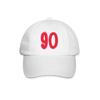 90. 90 JAHRE. 90. JAHRESTAG. 90-JÄHRIGES JUBILÄUM. - Baseballkappe - Weiß/Weiß - Vorne