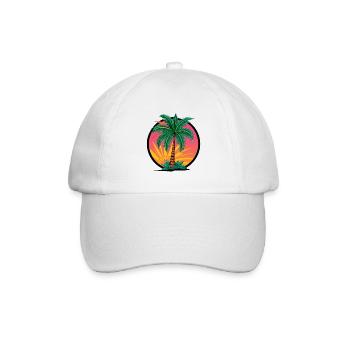 Tropical palm tree at sunset – holiday motif - Baseball Cap - white/white - Front