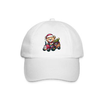 Teddy als Weihnachtsmann mit Traktor - Baseballkappe - Weiß/Weiß - Vorne