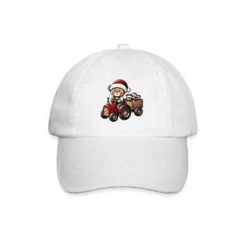 Teddy als Weihnachtsmann mit Traktor - Baseballkappe - Weiß/Weiß - Vorne