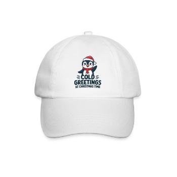 Kühle Grüße zur Weihnachtszeit – Pinguin - Baseballkappe - Weiß/Weiß - Vorne