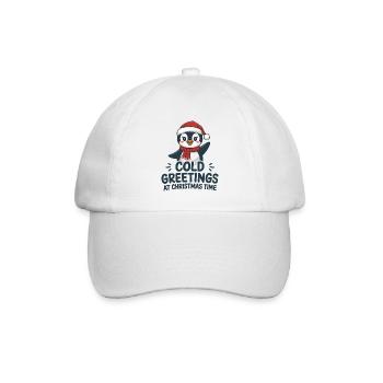 Kühle Grüße zur Weihnachtszeit – Pinguin - Baseballkappe - Weiß/Weiß - Vorne