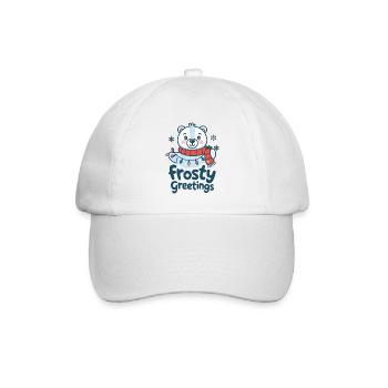 Frostige Grüße – Eisbär mit Lichterkette - Baseballkappe - Weiß/Weiß - Vorne