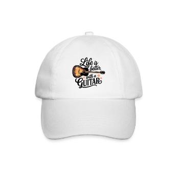 Life is Better with a Guitar – Akustikgitarre - Baseballkappe - Weiß/Weiß - Vorne