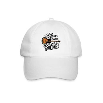 La vie est meilleure avec une guitare – Guitare acoustique - Casquette classique - blanc/blanc - Devant