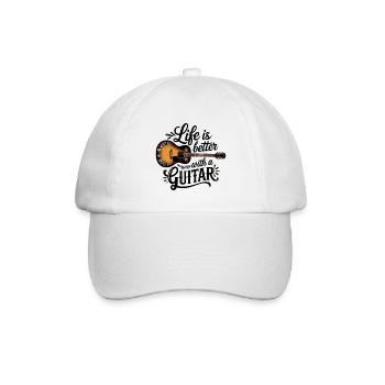 La vie est meilleure avec une guitare – Guitare acoustique - Casquette classique - blanc/blanc - Devant