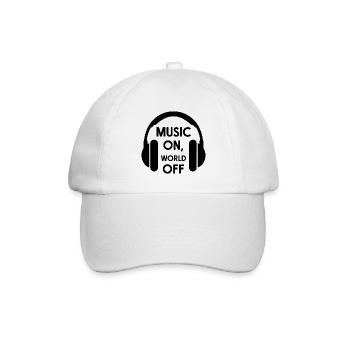 Music On, World Off – Minimalistische Kopfhörer - Baseballkappe - Weiß/Weiß - Vorne