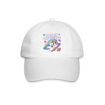 Cosmic Cat-titude – Intergalaktische Katzenpower - Baseballkappe - Weiß/Weiß - Vorne