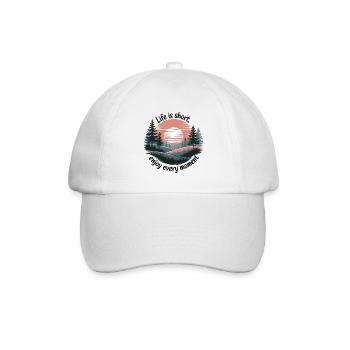 La vie est courte – profitez de chaque instant - Casquette classique - blanc/blanc - Devant