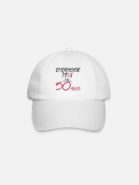 50 ans embrasse moi anniversaire - Casquette classique - blanc/blanc