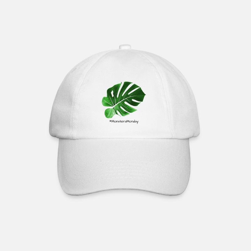 MonsteraMonday - Greenblack - Baseballkappe - Weiß/Weiß