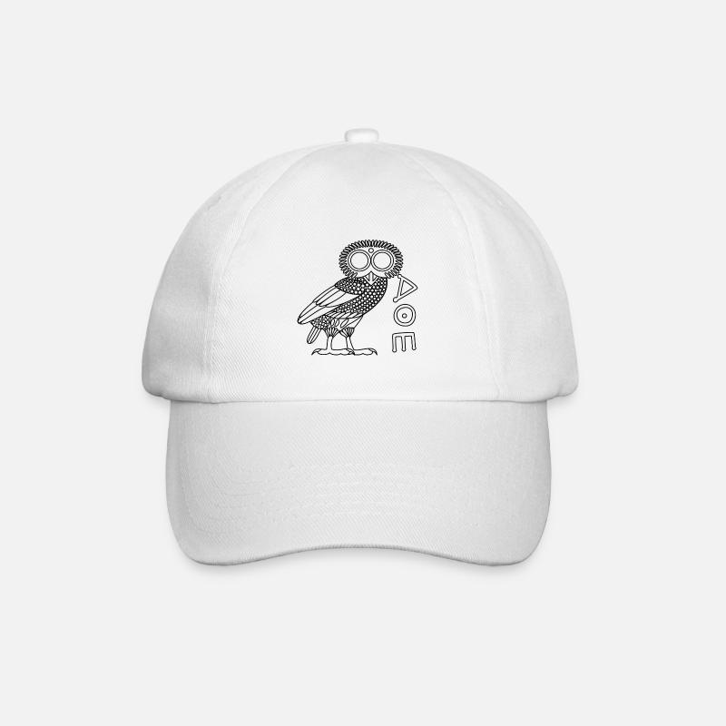 Eule der Athene [Black Outline + Ethnicon] - Baseballkappe - Weiß/Weiß