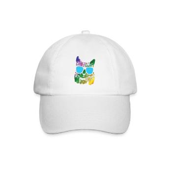 Cat with headphones gift for cat lovers - Baseball Cap - white/white - Front