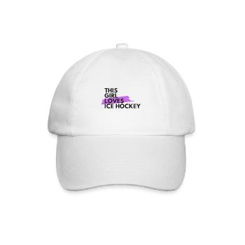 Dieses Mädchen liebt Eishockey - Baseballkappe - Weiß/Weiß - Vorne
