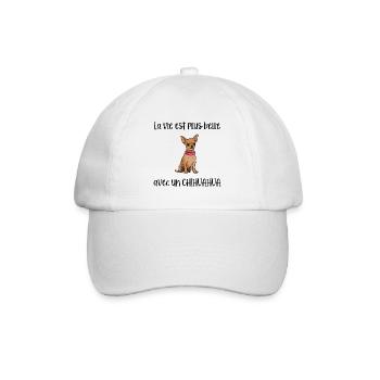 La vie est plus belle avec un chihuahua - Casquette classique - blanc/blanc - Devant