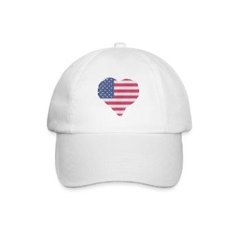 USA Flagge Amerika Fahne Stars & Stripes Patriot - Baseballkappe - Weiß/Weiß - Vorne