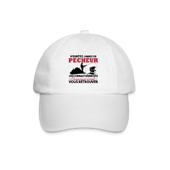 N'embête jamais un pêcheur / Humour pêcheur cadeau - Casquette classique - blanc/blanc - Devant