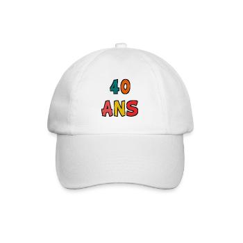 40. 40 ANS. 40e ANNIVERSAIRE. ANNIVERSAIRE 40 ANS. - Casquette classique - blanc/blanc - Devant