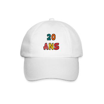 20. 20 ANS. 20e ANNIVERSAIRE. ANNIVERSAIRE 20 ANS. - Casquette classique - blanc/blanc - Devant
