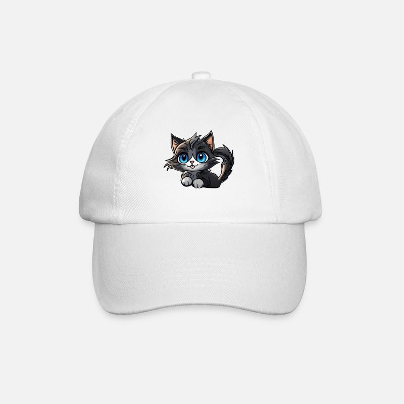 Black Cat - Baseballkappe - Weiß/Weiß