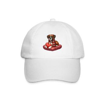 Chien boxer portant une écharpe - Casquette classique - blanc/blanc - Devant
