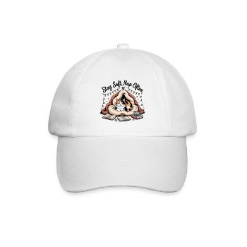 Stay Soft, Nap Often – Cuddly Cat - Baseball Cap - white/white - Front
