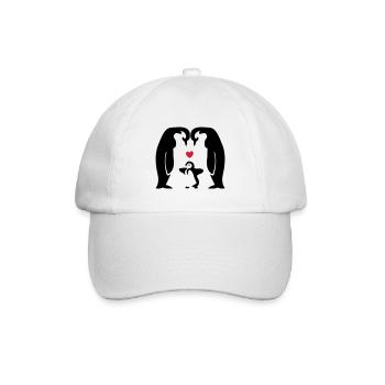 Geschenkidee Pinguinfamilie - Pinguine mit Baby - Baseballkappe - Weiß/Weiß - Vorne