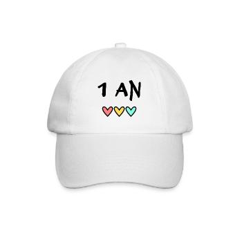 1. 1 AN. 1er ANNIVERSAIRE. ANNIVERSAIRE 1 AN - Casquette classique - blanc/blanc - Devant