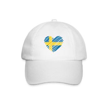 Drapeau de la Suède Coeur - Fièrement Coeur Suédois - Casquette classique - blanc/blanc - Devant