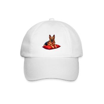 Deutscher Schäferhund Karikatur - Baseballkappe - Weiß/Weiß - Vorne