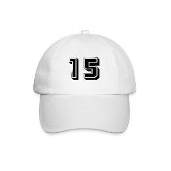 15. 15 JAHRE. 15-jähriges JUBILÄUM. GEBURTSTAG 15 JAHRE. - Baseballkappe - Weiß/Weiß - Vorne