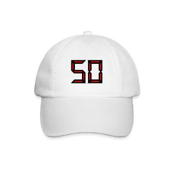 50. 50 JAHRE. 50-jähriges Jubiläum. GEBURTSTAG 50 JAHRE. - Baseballkappe - Weiß/Weiß - Vorne