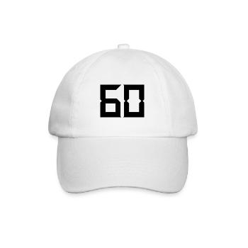 60. 60 YEARS. 60th ANNIVERSARY. 60TH BIRTHDAY. - Baseball Cap - white/white - Front