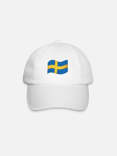 Die Flagge von Schweden Sverige - Baseballkappe - Weiß/Weiß