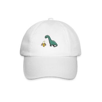 Green Dino Dinosaur and His Banana Art - Baseball Cap - white/white - Front