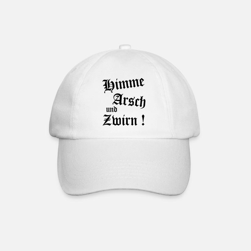 Bayerischer Spruch Shirt - Himme Arsch und Zwirn - Baseballkappe - Weiß/Weiß