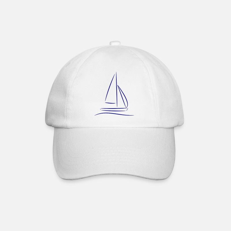 Segelboot Silhouette – Maritimes Design Blau - Baseballkappe - Weiß/Weiß