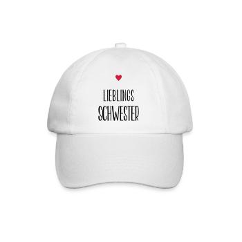 Schwester Lieblingsschwester Herz Geschenk - Baseballkappe - Weiß/Weiß - Vorne
