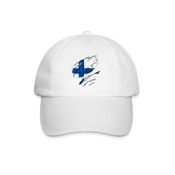 finland finnland flagge - Baseballkappe - Weiß/Weiß - Vorne