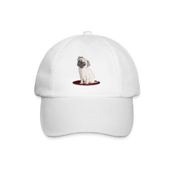 Süßer Designer Mops mit super Effekten - Baseballkappe - Weiß/Weiß - Vorne