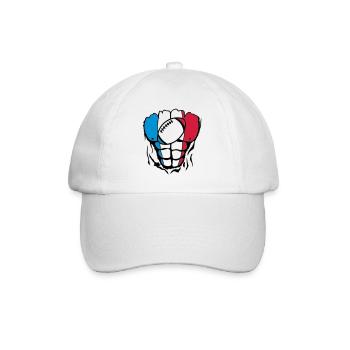 France flag rugby2 body muscle - Baseball Cap - white/white - Front